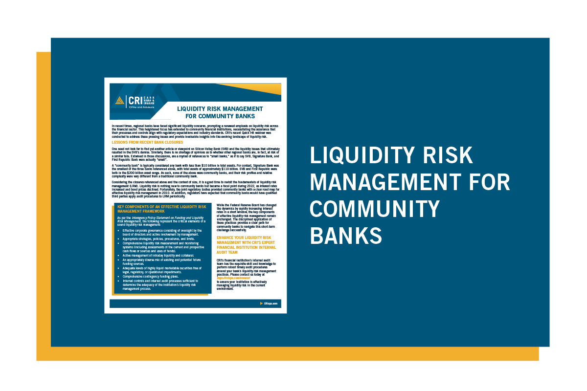 Liquidity Risk Management for Community Banks